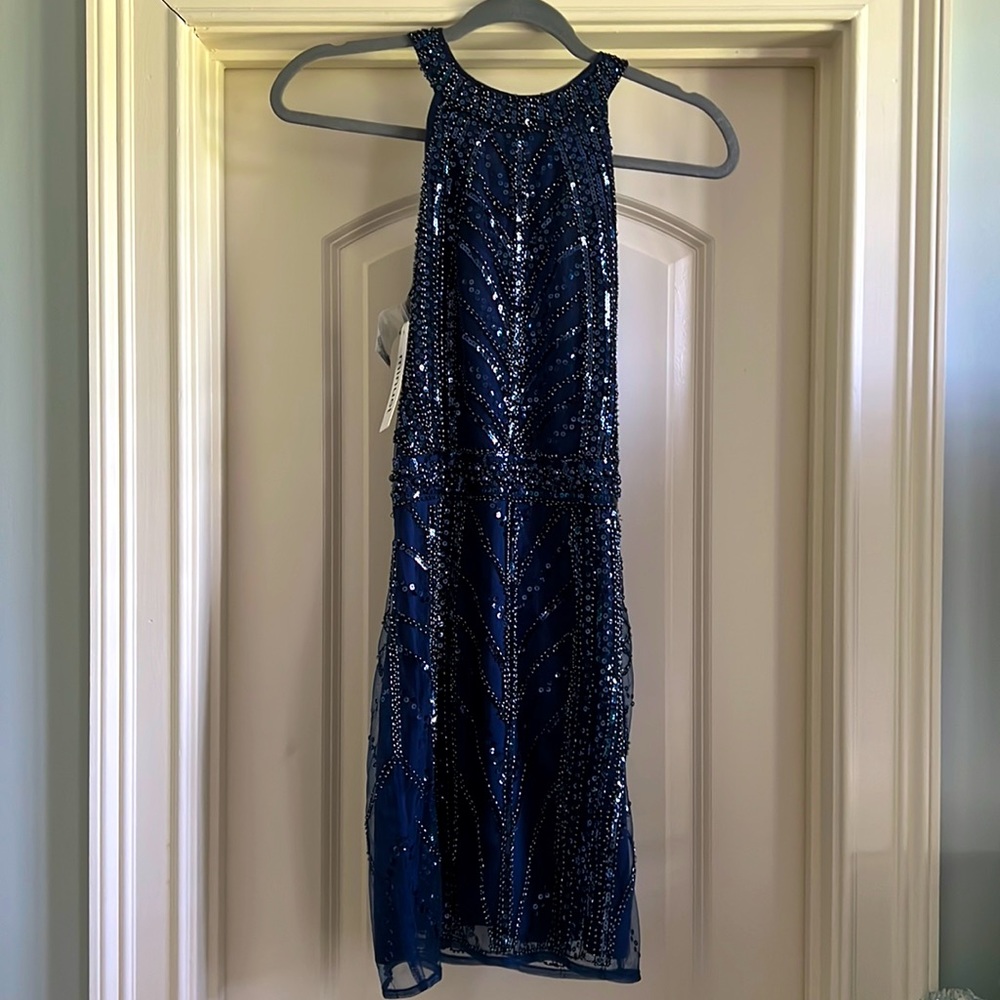 Navy Blue short sequin dress by Minuet Size Small